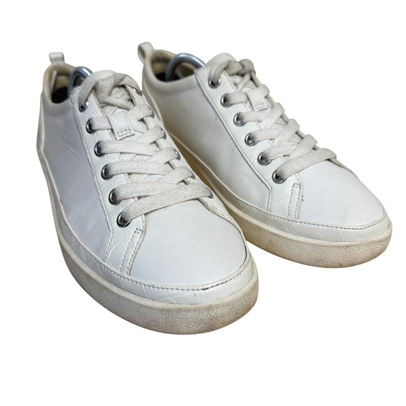 Vionic Winny Womens 9 White Leather Croc Embossed Low Top Fashion Sneakers Shoes - Picture 4 of 15